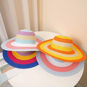 Wholesale of Summer Colored Sun Shading Straw Woven Hats