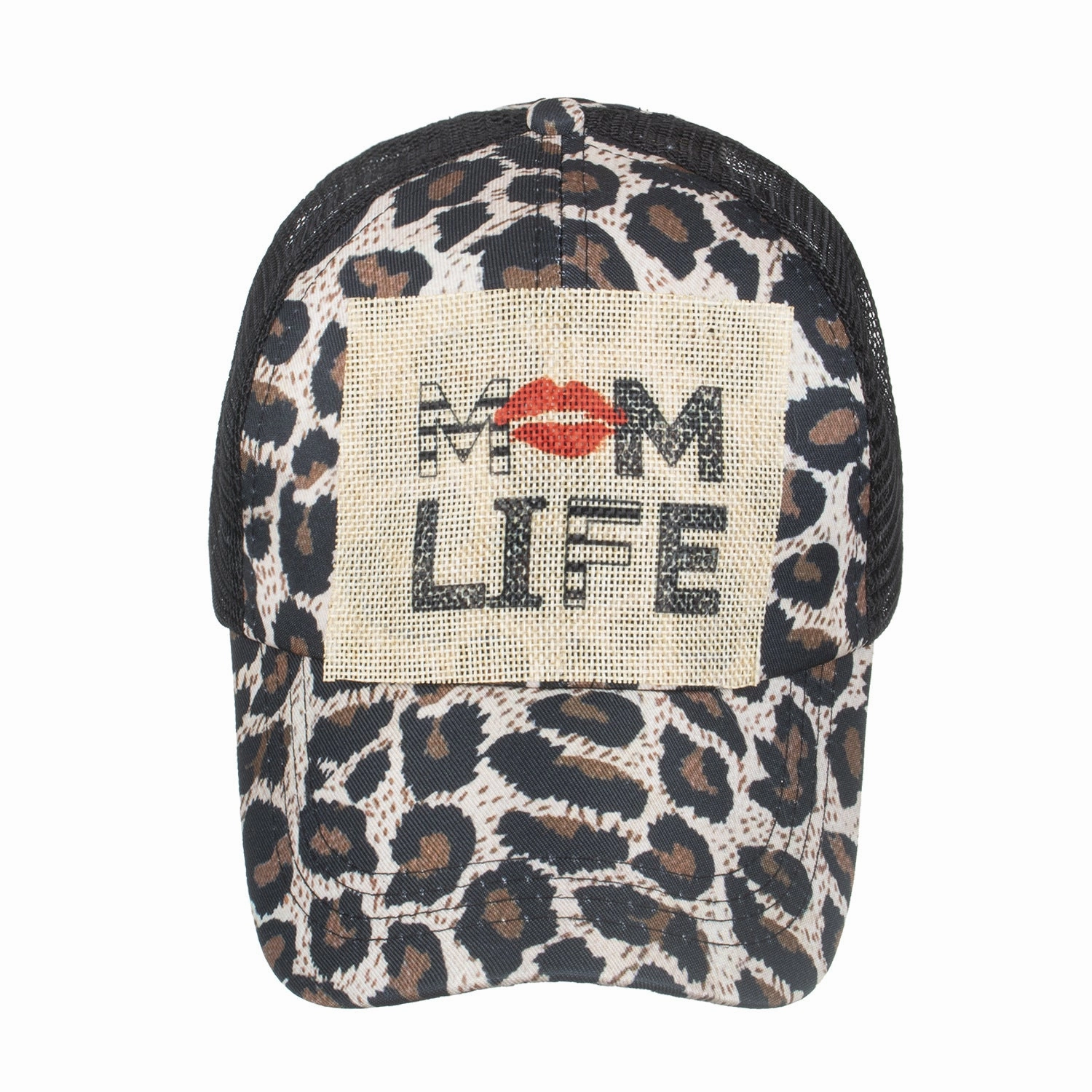Wholesale Patch Cross Elastic Mesh Ponytail Baseball Cap