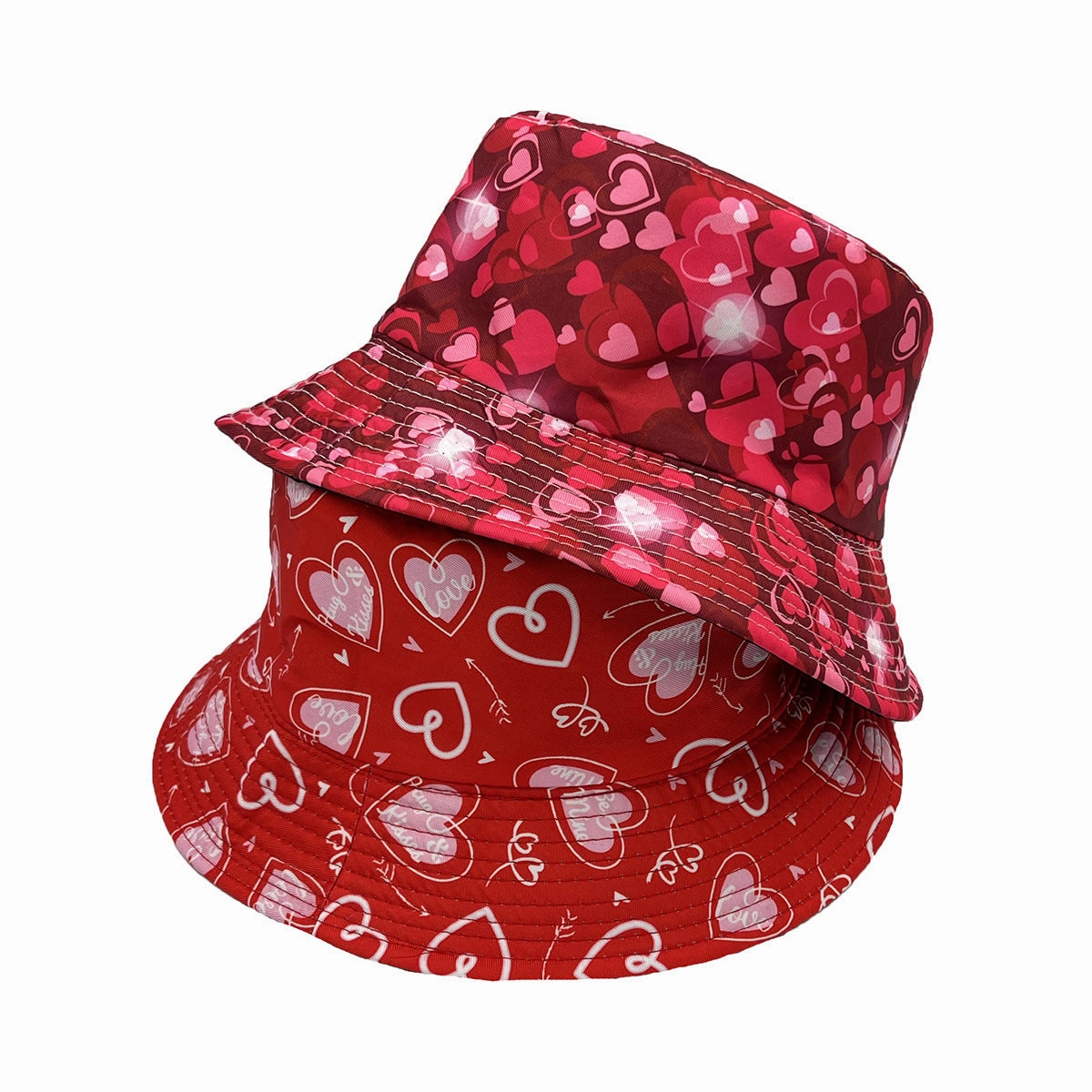 Wholesale Peach Heart Lip Printed Valentine's Day Polyester Fisherman Hat