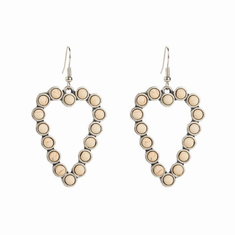 Wholesale Personalized Hollow Heart Exaggerated Turquoise Exquisite Earrings