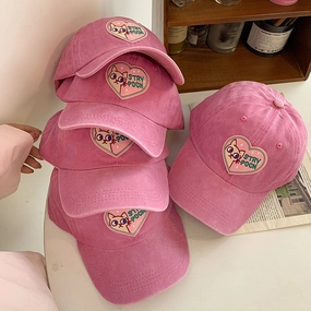 Wholesale Pink Heart Soft Top Cute Cat Baseball Cap