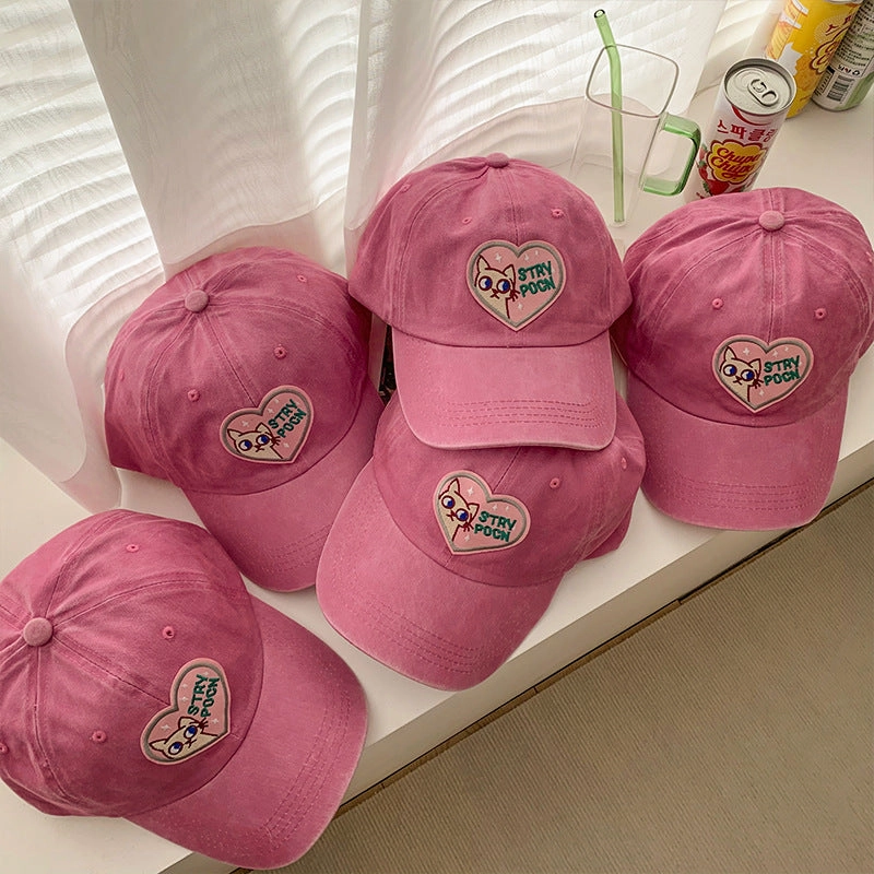Wholesale Pink Heart Soft Top Cute Cat Baseball Cap