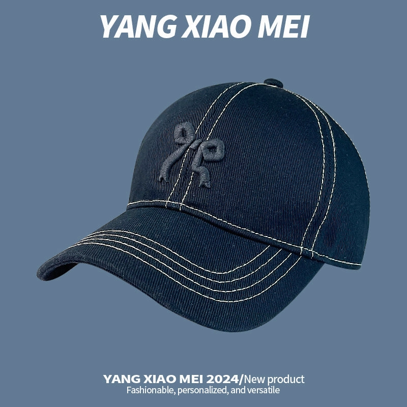 Wholesale Plaid Bow Embroidered Soft Top Baseball Cap