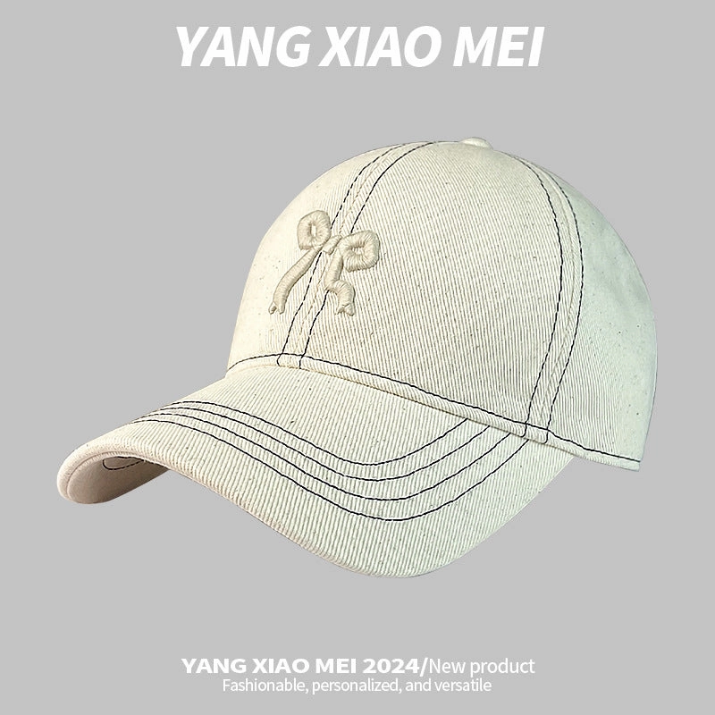 Wholesale Plaid Bow Embroidered Soft Top Baseball Cap
