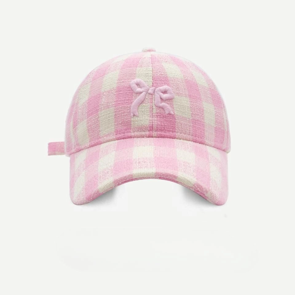 Wholesale Plaid Butterfly Embroidery Soft Top Baseball Cap