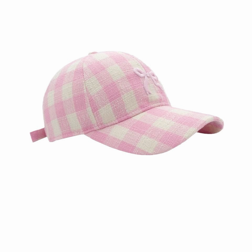 Wholesale Plaid Butterfly Embroidery Soft Top Baseball Cap