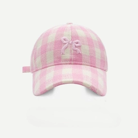 Wholesale Plaid Butterfly Embroidery Soft Top Baseball Cap
