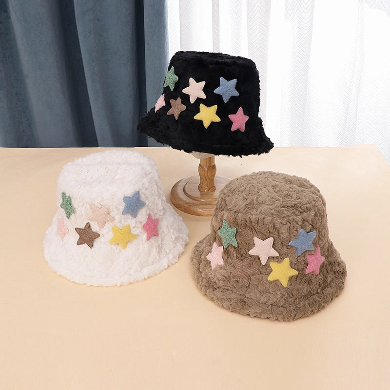 Wholesale Plush Warm Star Bucket Hat