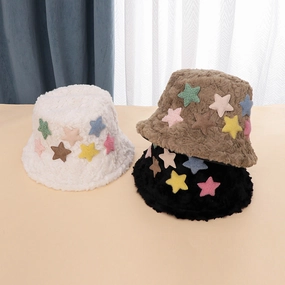 Wholesale Plush Warm Star Bucket Hat