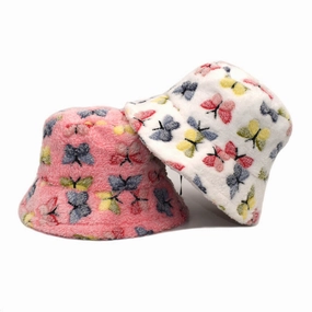 Wholesale Plush Winter Warm Butterfly Bucket Hat