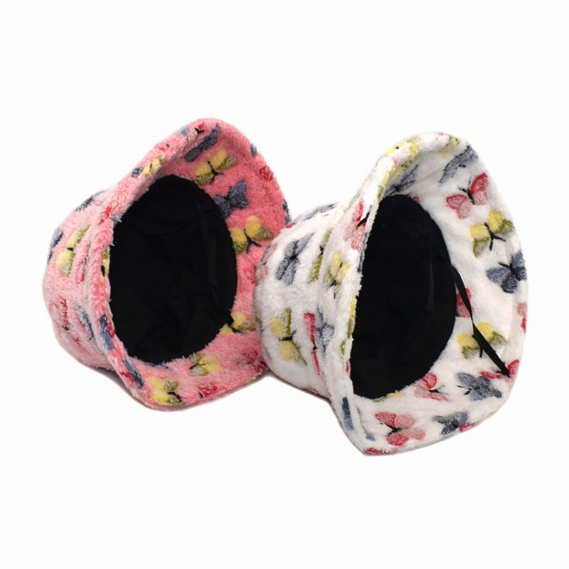 Wholesale Plush Winter Warm Butterfly Bucket Hat