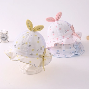 Wholesale Polka Dot Puppy Print Mesh Kids Cotton Bucket Hat