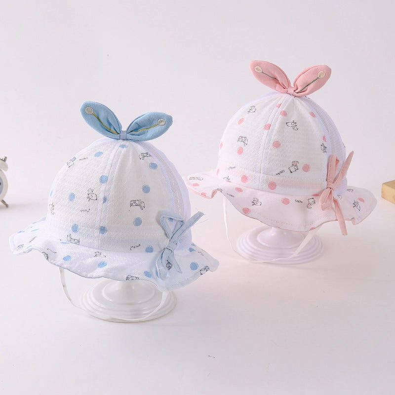 Wholesale Polka Dot Puppy Print Mesh Kids Cotton Bucket Hat