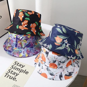 Wholesale Polycotton Tropical Print Fruit Bucket Hat