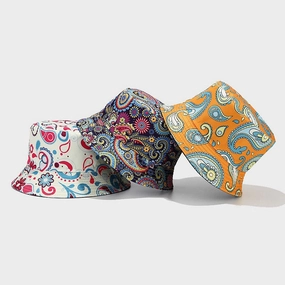 Wholesale Polyester Cashew Flower Pattern Bucket Hat