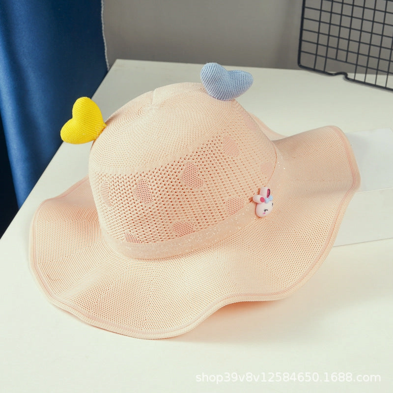 Wholesale Polyester Children's Large Brim Sunshade Hollow Breathable Fisherman Hat