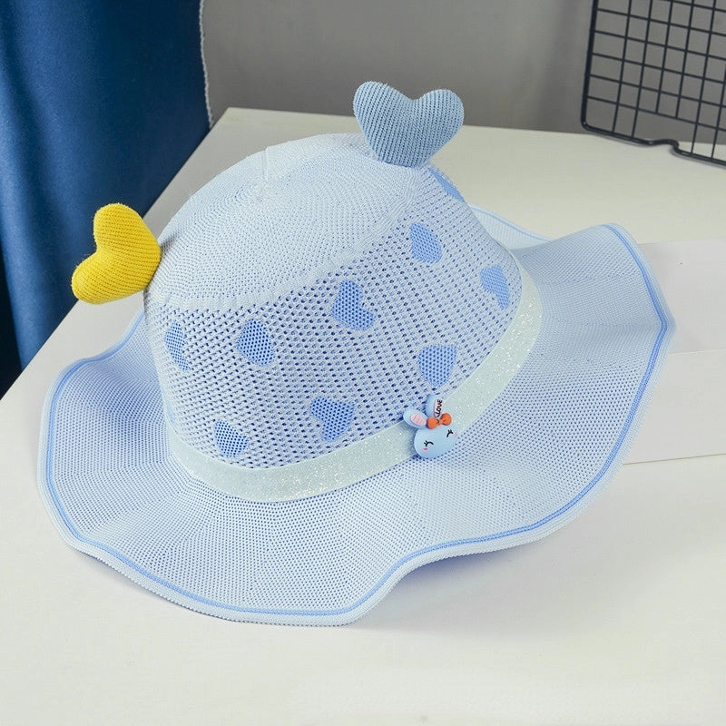 Wholesale Polyester Children's Large Brim Sunshade Hollow Breathable Fisherman Hat