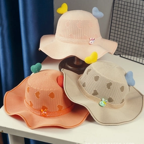 Wholesale Polyester Children's Large Brim Sunshade Hollow Breathable Fisherman Hat
