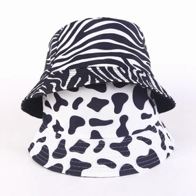 Wholesale Polyester Cotton Double Sided Zebra Print Bucket Hat