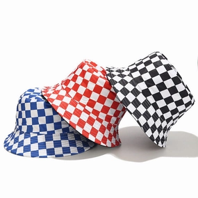 Wholesale Polyester Cotton Sex Checkerboard Bucket Hat