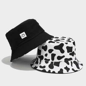 Wholesale Polyester Cow Pattern Smiley Bucket Hat