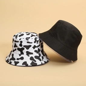 Wholesale Polyester Cow Print Reversible Bucket Hat
