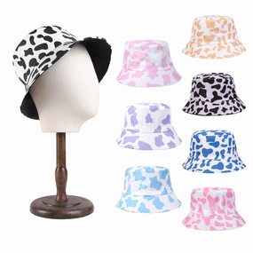 Wholesale Polyester Cow Print Reversible Bucket Hat