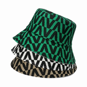 Wholesale Polyester Geometric Rhombus Check Bucket Hat