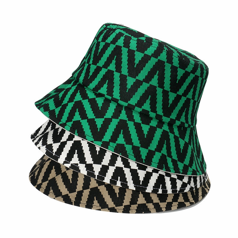 Wholesale Polyester Geometric Rhombus Check Bucket Hat