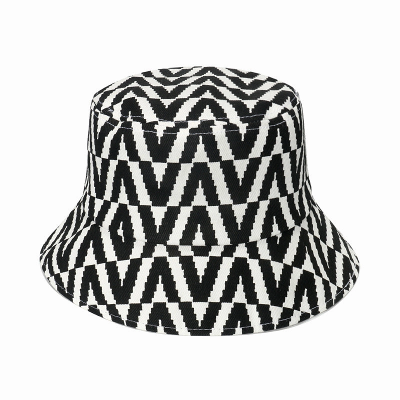 Wholesale Polyester Geometric Rhombus Check Bucket Hat