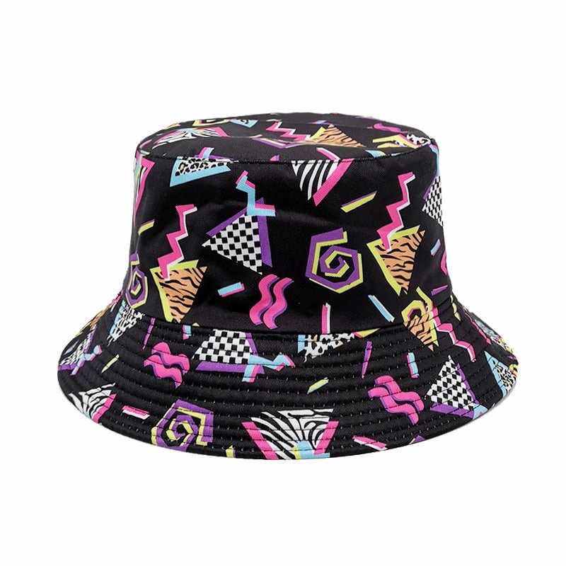 Wholesale Polyester Geometric Rhombus Retro Graffiti Bucket Hat