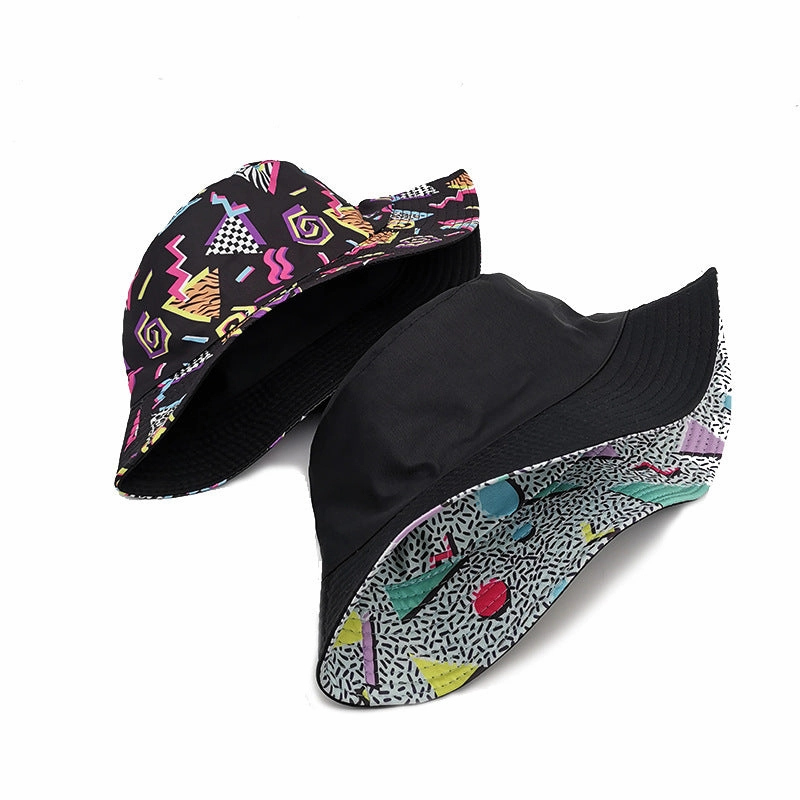 Wholesale Polyester Geometric Rhombus Retro Graffiti Bucket Hat