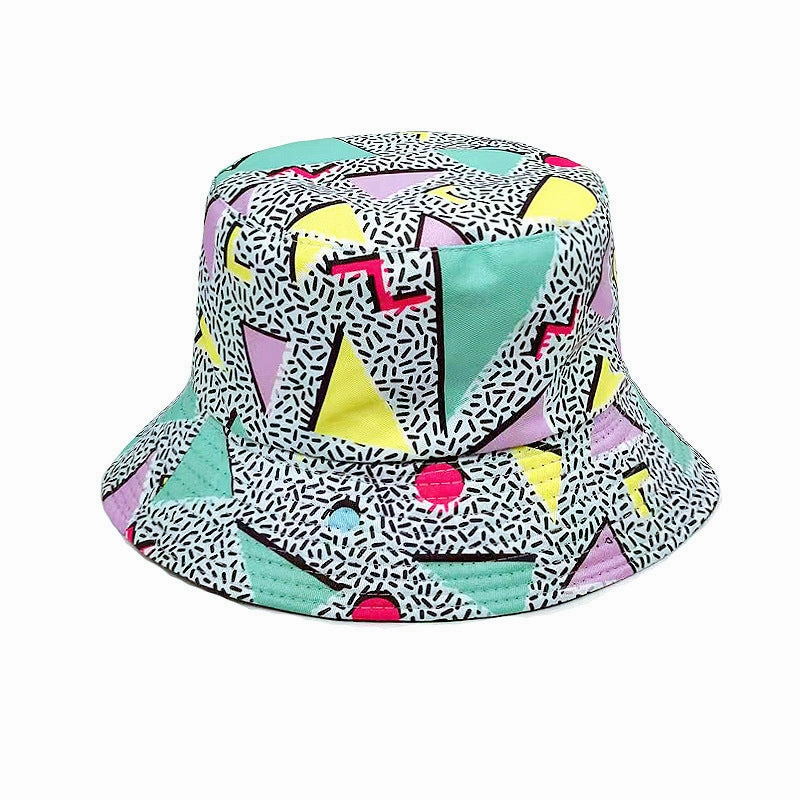 Wholesale Polyester Geometric Rhombus Retro Graffiti Bucket Hat
