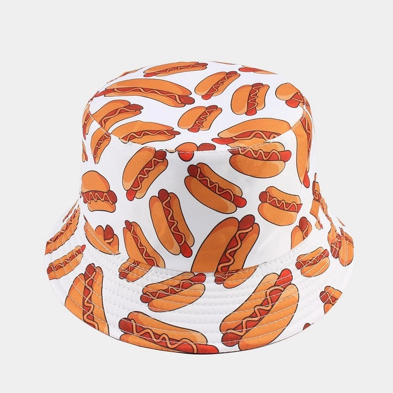 Wholesale Polyester Hot Dog Pattern Embroidery Bucket Hat