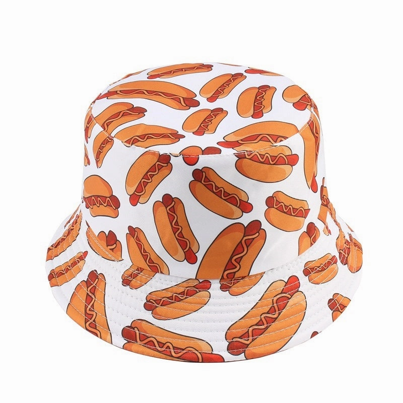 Wholesale Polyester Hot Dog Pattern Embroidery Bucket Hat