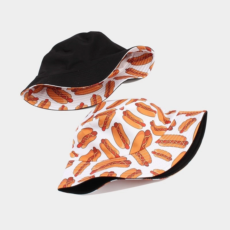 Wholesale Polyester Hot Dog Pattern Embroidery Bucket Hat