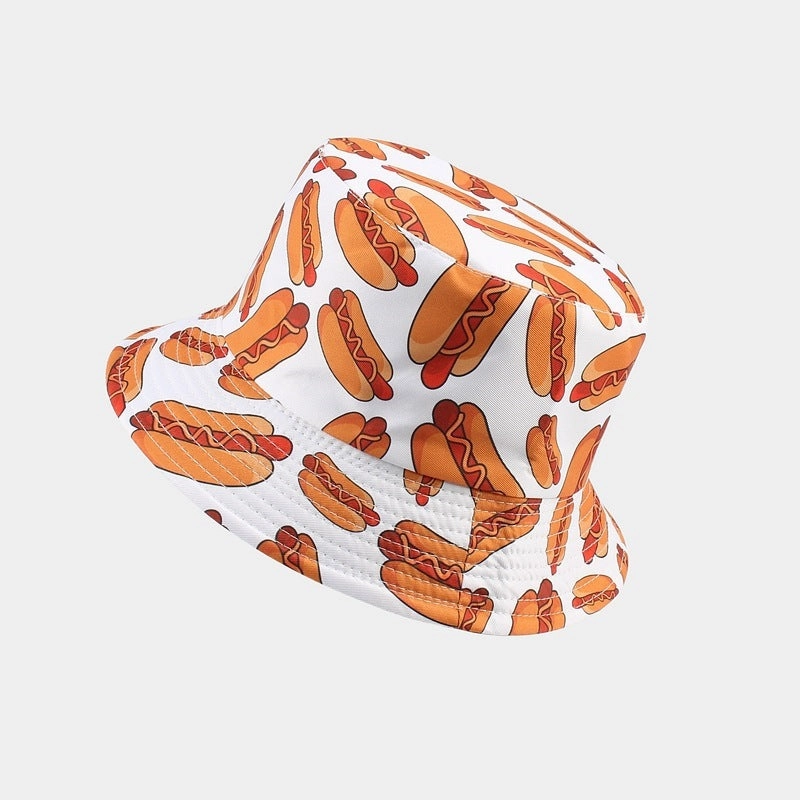 Wholesale Polyester Hot Dog Pattern Embroidery Bucket Hat