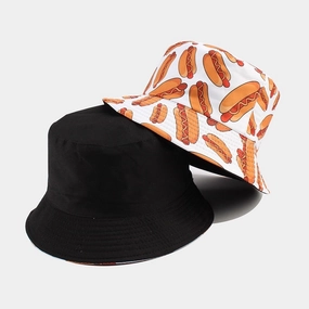 Wholesale Polyester Hot Dog Pattern Embroidery Bucket Hat
