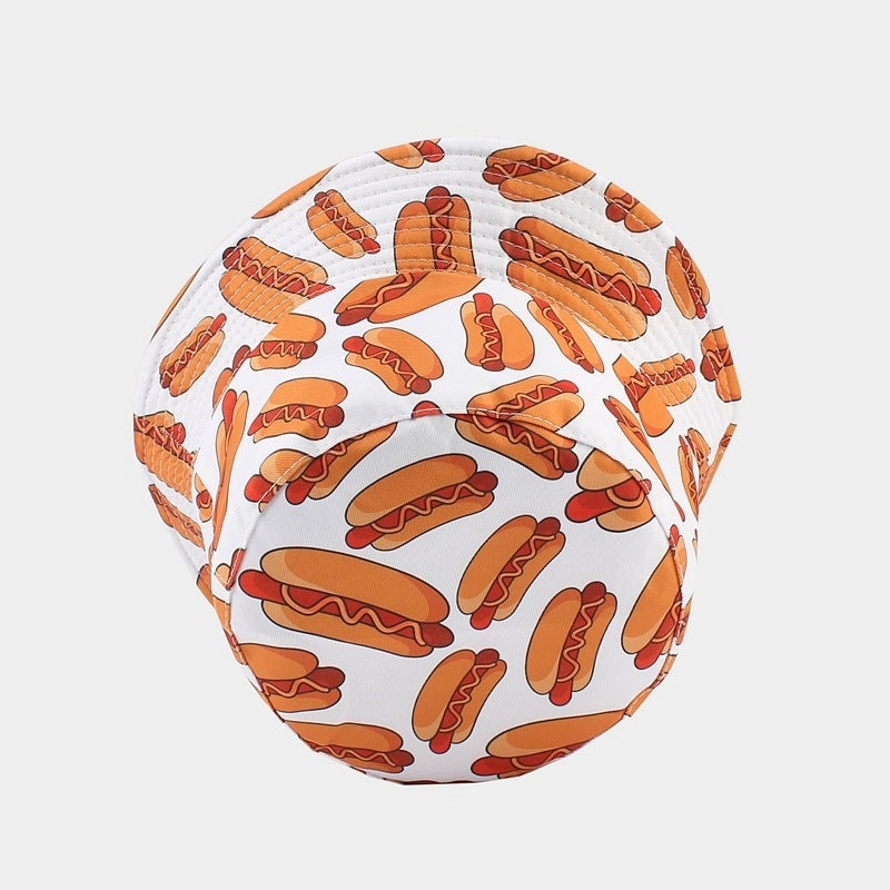 Wholesale Polyester Hot Dog Pattern Embroidery Bucket Hat