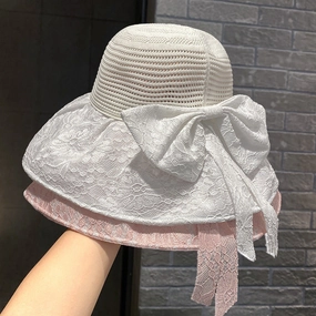 Wholesale Polyester Lace Bow Ribbon Fisherman Hat