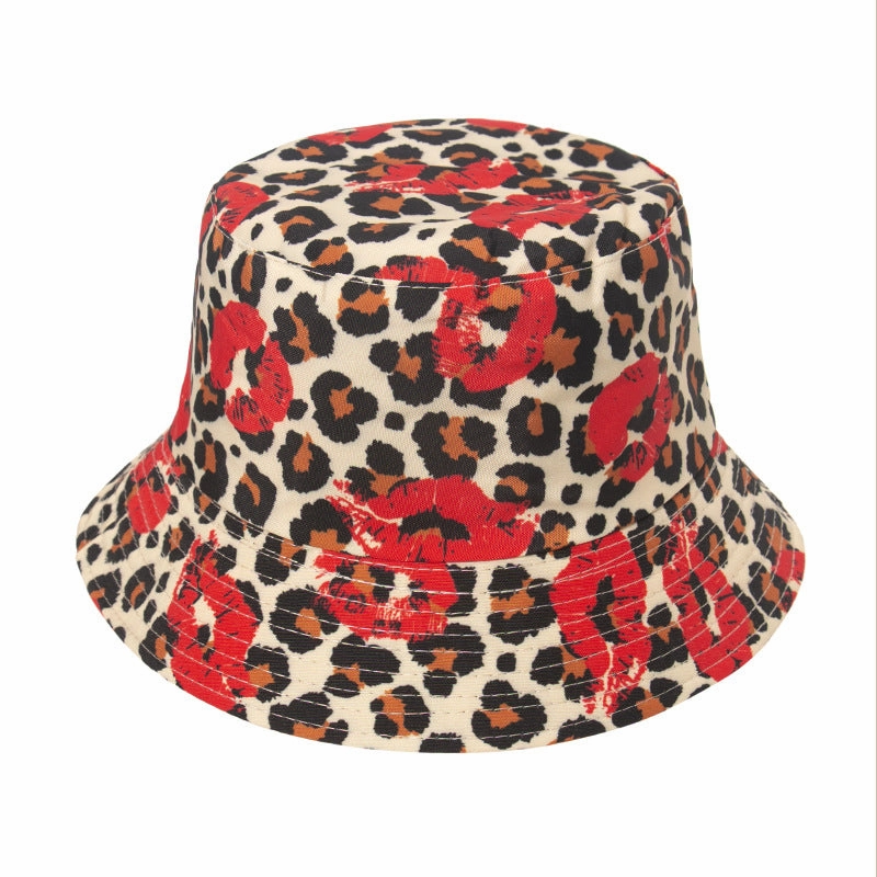 Wholesale Polyester Leopard Print Lip Print Bucket Hat