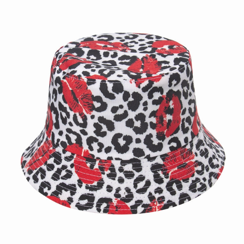 Wholesale Polyester Leopard Print Lip Print Bucket Hat