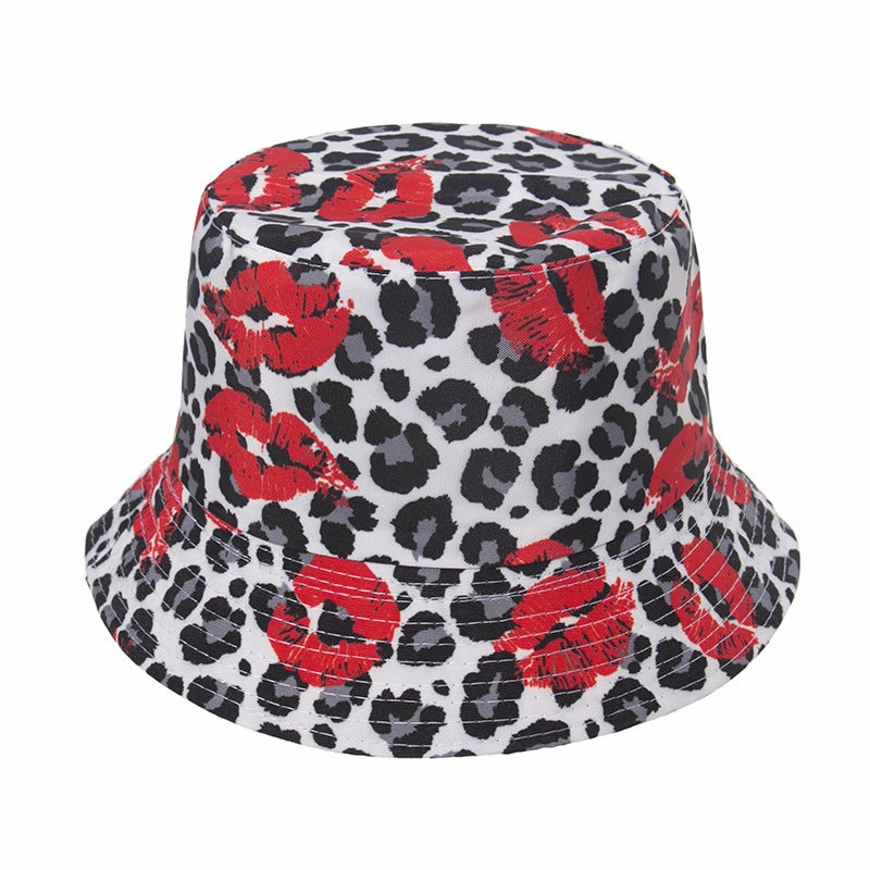 Wholesale Polyester Leopard Print Lip Print Bucket Hat