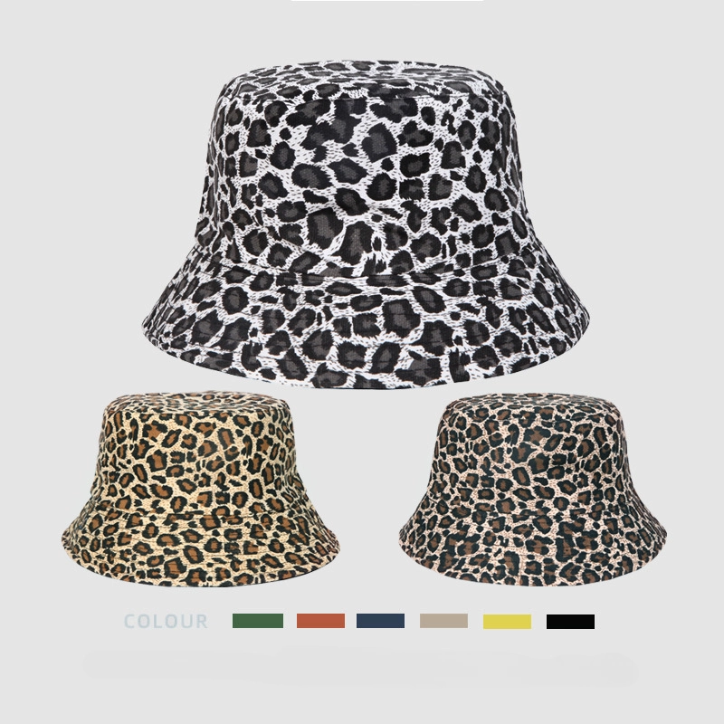 Wholesale Polyester Leopard Print Reversible Bucket Hat