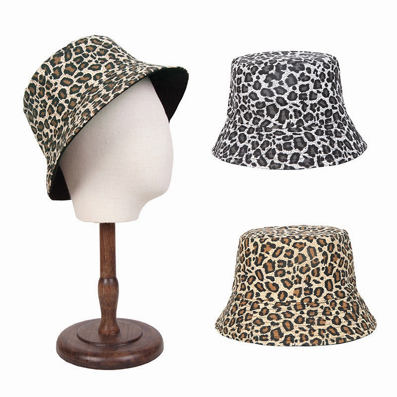 Wholesale Polyester Leopard Print Reversible Bucket Hat