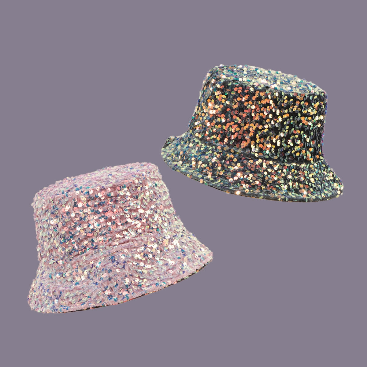 Wholesale Polyester Pink Sequin Bucket Hat