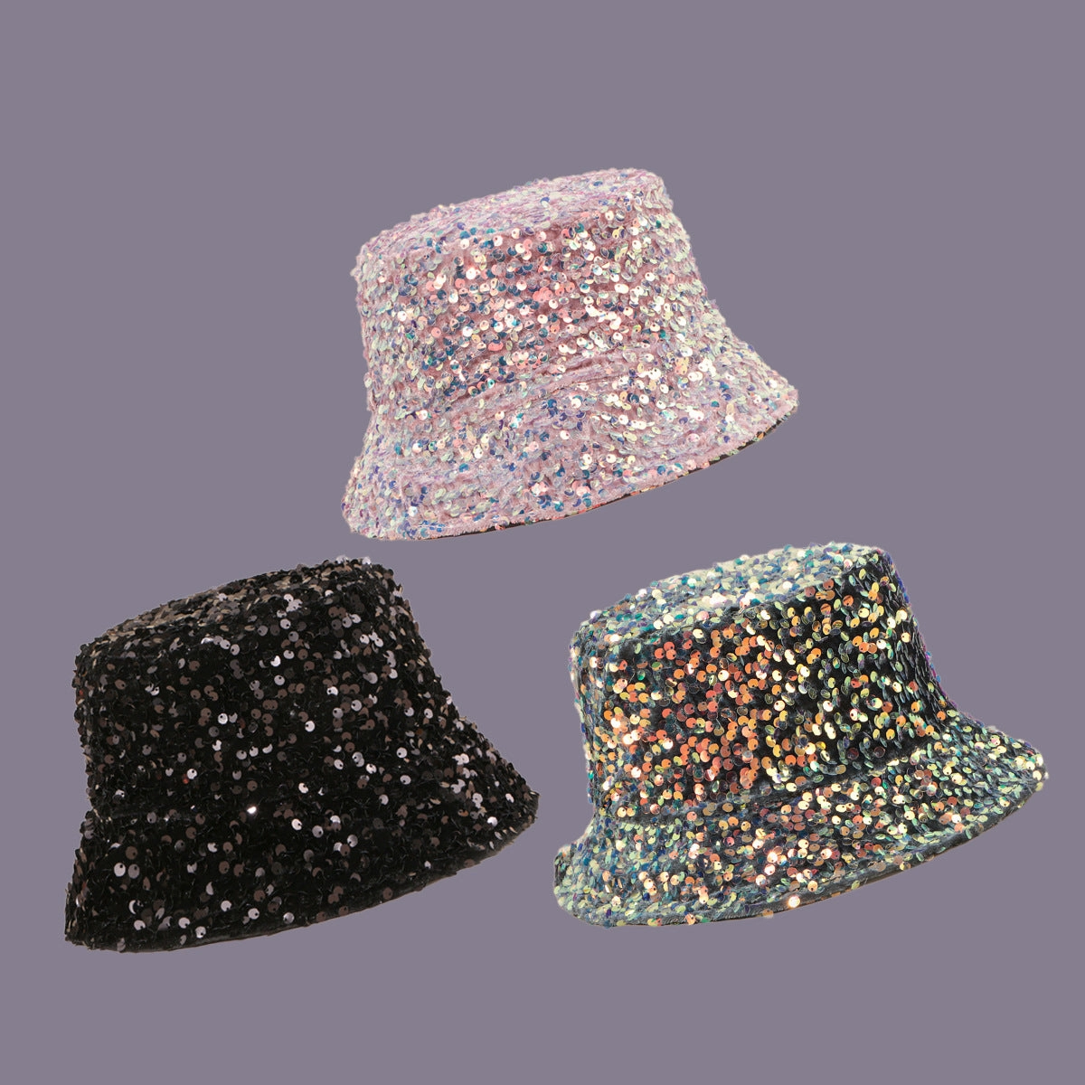 Wholesale Polyester Pink Sequin Bucket Hat
