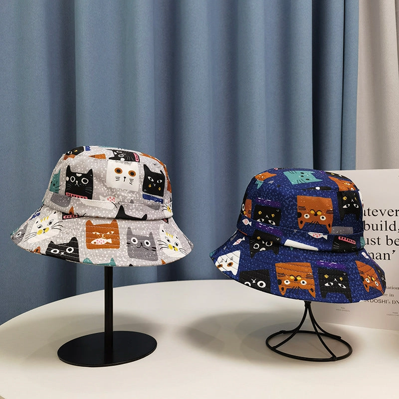 Wholesale Polyester Printed Cartoon Kitten Bucket Hat