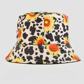 Wholesale Polyester Printed Sunflower Bucket Hat