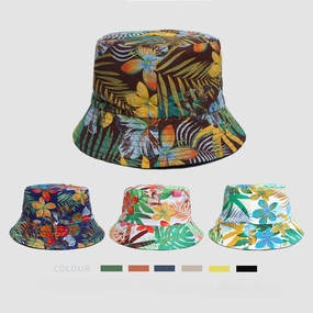 Wholesale Polyester Printed Wide Brim Bucket Hat
